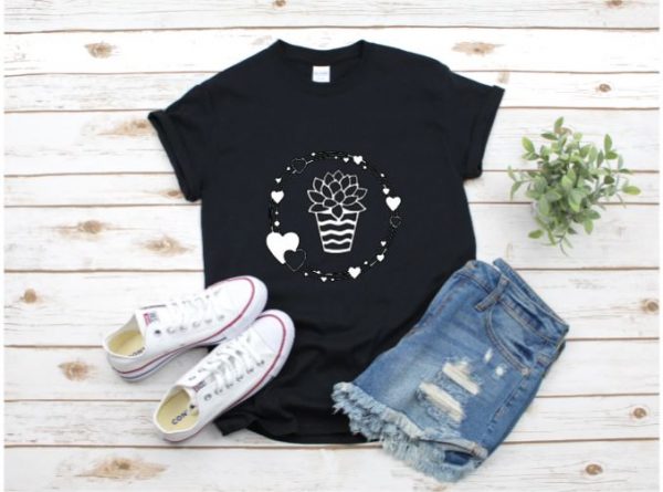 Circle of Love Succulent Black Tee