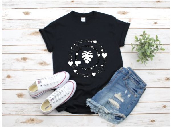 Monstera Double Circle Black Tee