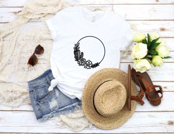 Cacti Circle White Tee