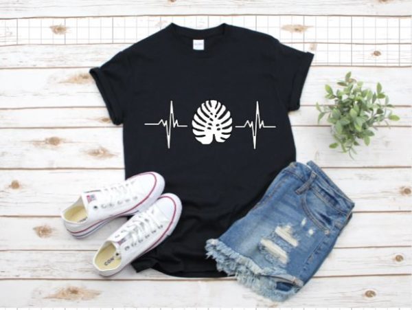 Heartbeat Monstera Black Tee