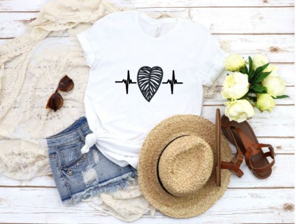 Heartbeat Leaf White Tee